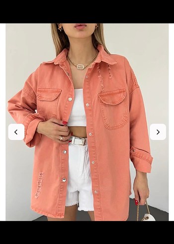 Yırtık desen oversize kot ceket - Görsel 4