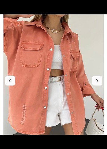 Yırtık desen oversize kot ceket - Görsel 9