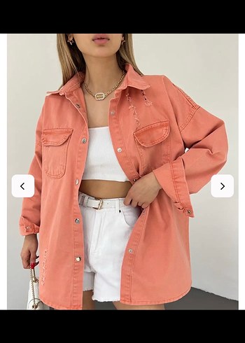 Yırtık desen oversize kot ceket - Görsel 7