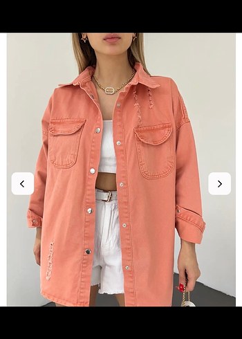 Yırtık desen oversize kot ceket - Görsel 2