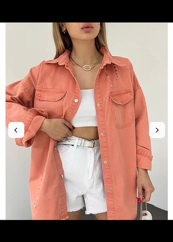 Yırtık desen oversize kot ceket - Görsel 5