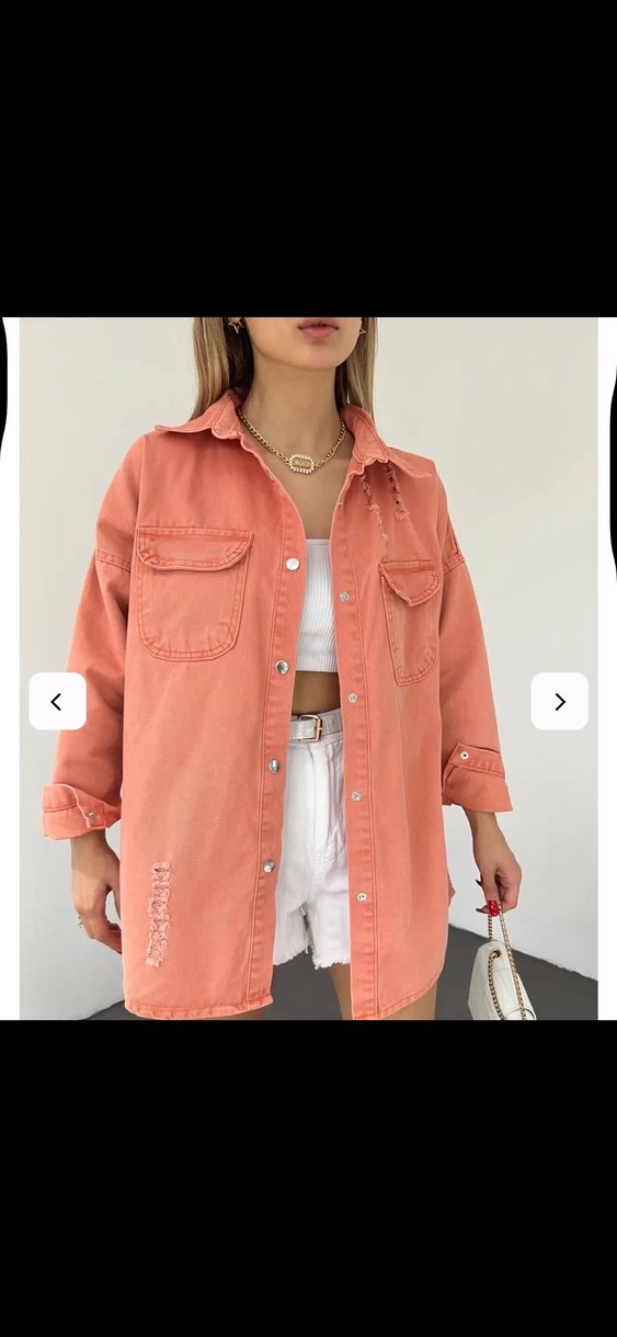 Yırtık desen oversize kot ceket - Görsel 3