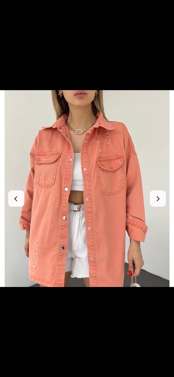 Yırtık desen oversize kot ceket - Görsel 2