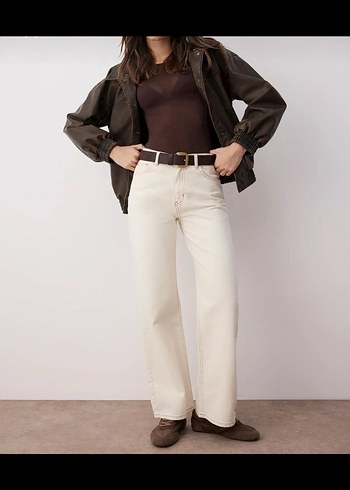 Trendyol & Milla Ekru yüksek bel wide leg pantolon