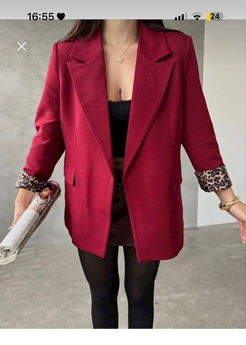Kadın Bordo Süet Kemerli Blazer Ceket