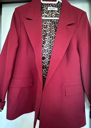 Diğer Kadın Bordo Süet Kemerli Blazer Ceket