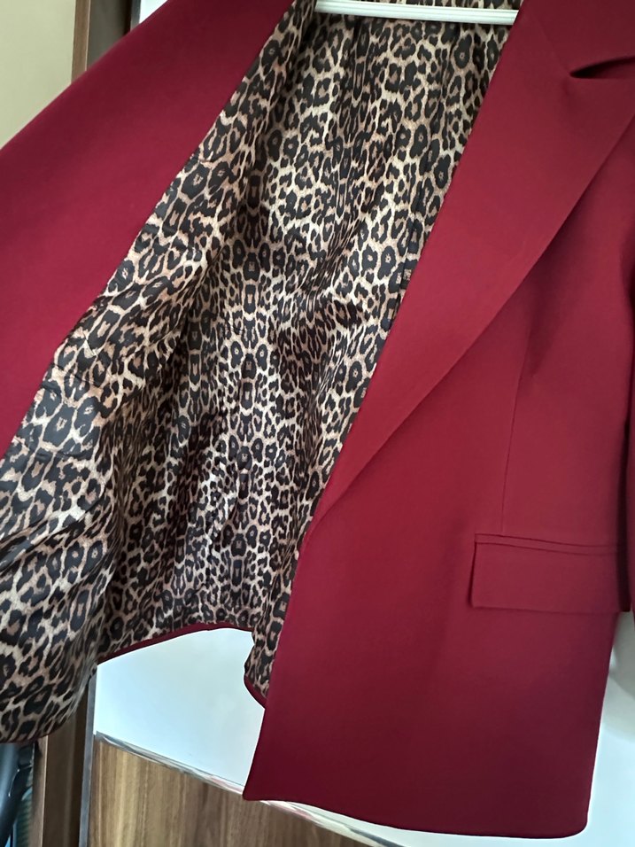 Kadın Bordo Süet Kemerli Blazer Ceket - Görsel 4