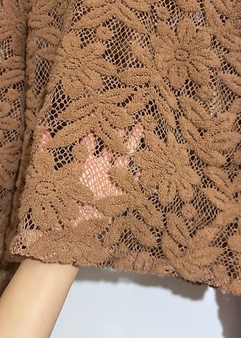 Bohem Tarz Kahverengi Örgü Kadın Bluz S/ M beden - Görsel 3