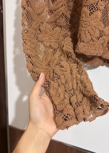 Bohem Tarz Kahverengi Örgü Kadın Bluz S/ M beden - Görsel 4