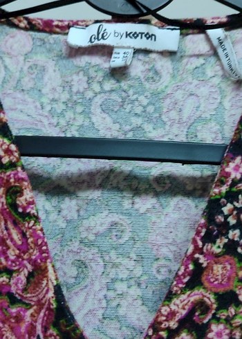 Uzun Kollu V Yaka Çiçekli Mini Elbise - Görsel 2