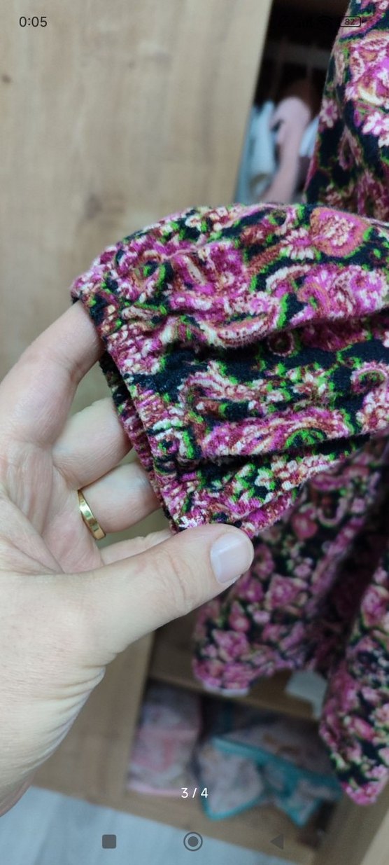 Uzun Kollu V Yaka Çiçekli Mini Elbise - Görsel 3