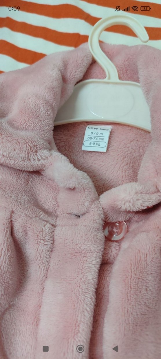 Kız Çocuk Pudra Peluş Ceket - Görsel 2