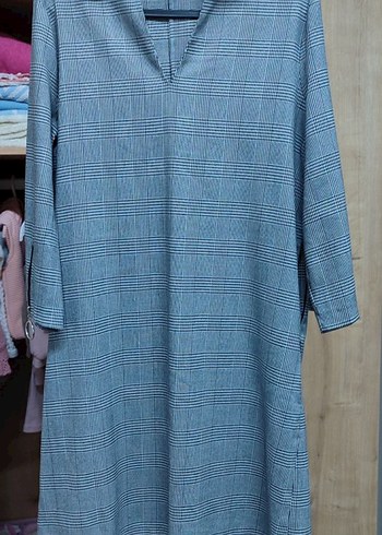 Gri Ekose Midi Kadın Elbise - Görsel 5