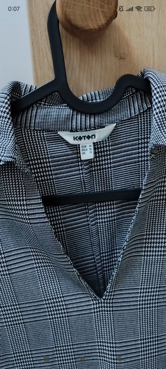 Gri Ekose Midi Kadın Elbise - Görsel 3