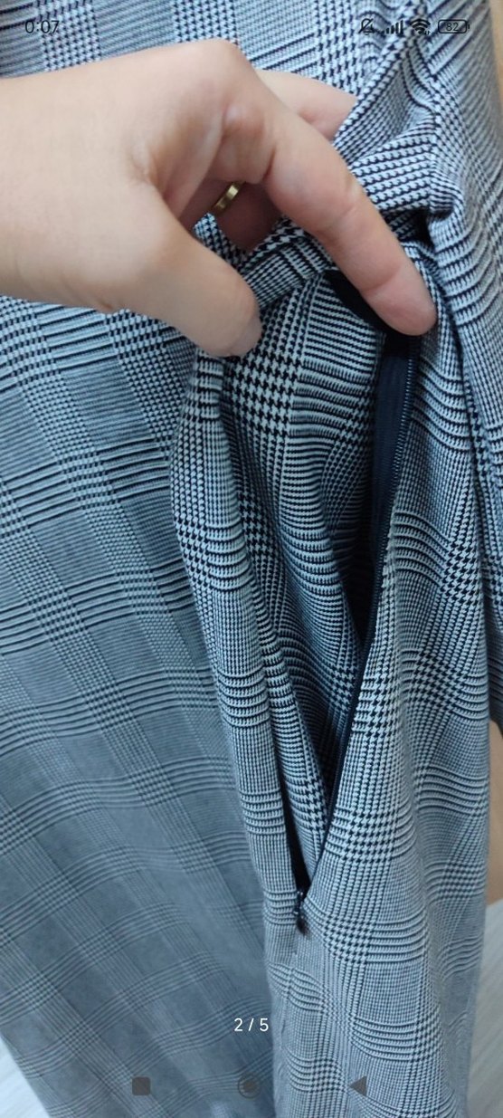 Gri Ekose Midi Kadın Elbise - Görsel 2