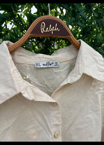 Kadın Camel Renkli Keten Mini Gömlek - Görsel 3