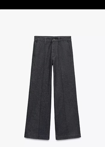Zara Gri Regular Fit Midi Kot Pantolon