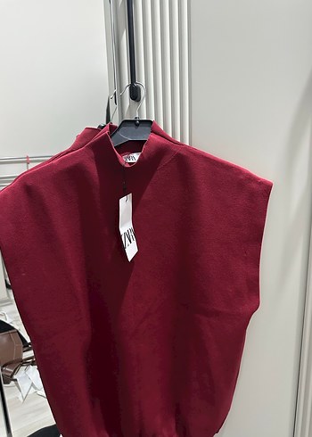 Zara Bordo Yüksek Yakalı Kadın Triko Süveter