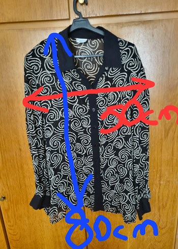 xxl Beden siyah Renk Düğmeli Siyah Desenli Uzun Kollu Gömlek