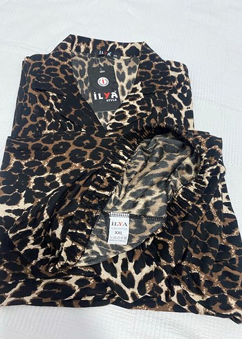 Leopar Desenli Kadın Uzun Kollu pijama takımı - Görsel 3