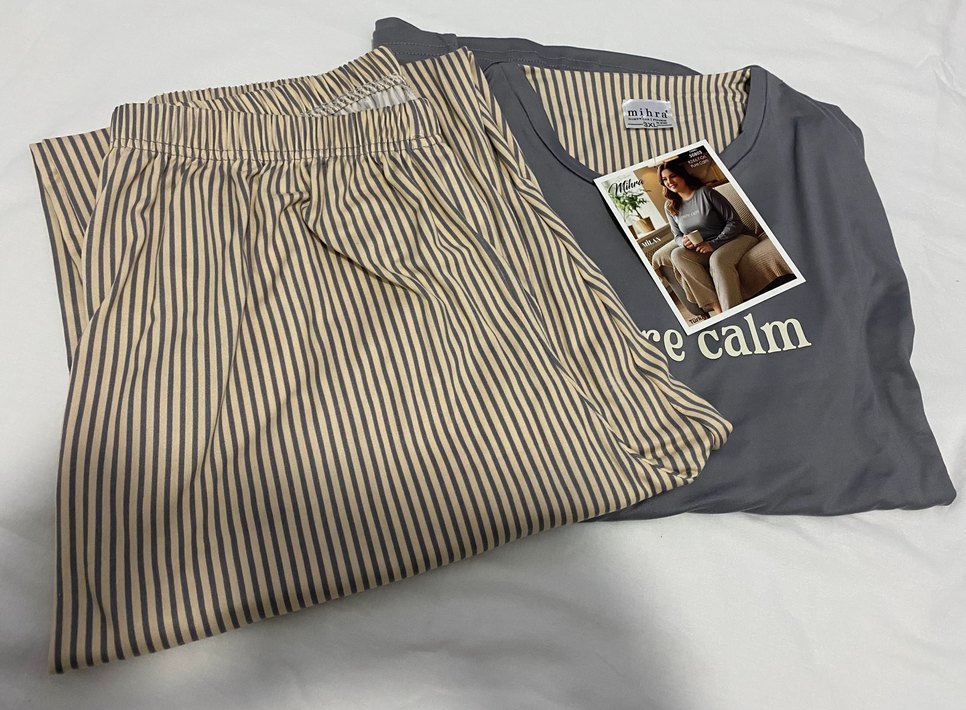 Gri Uzun Kollu pijama takımı - Görsel 3