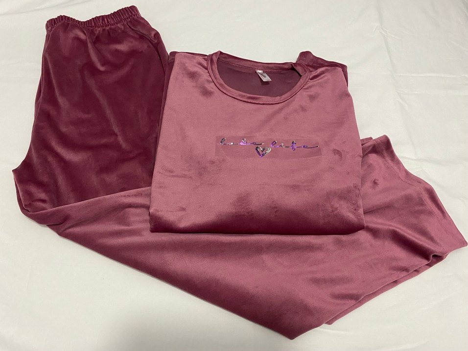 Kadife Pijama Takımı Uzun Kollu - Görsel 2