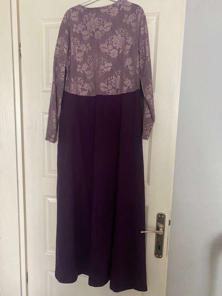 Mor Uzun Kollu Salaş Kadın Elbise - Görsel 2