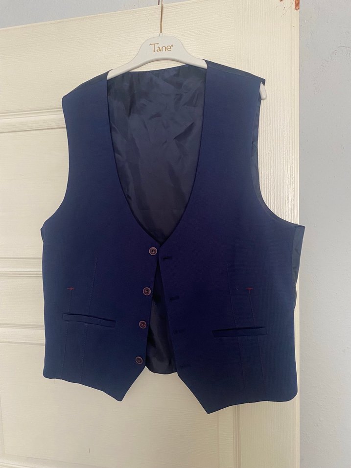 Düğmeli Lacivert Erkek Yelek - Görsel 2