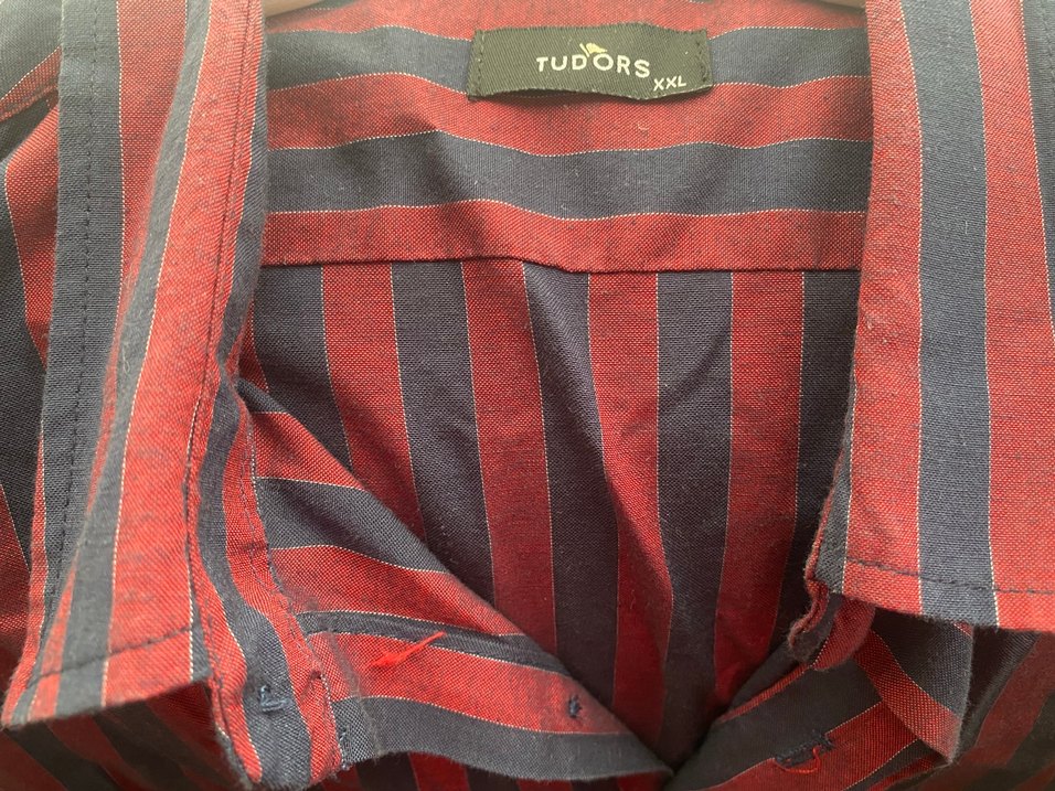 Bordo Lacivert Çizgili Erkek Gömlek - Görsel 3