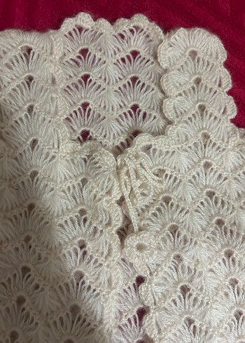 Kız Çocuk Beyaz Dantel Örgü Yelek - Görsel 2