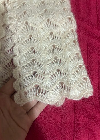 Kız Çocuk Beyaz Dantel Örgü Yelek - Görsel 3