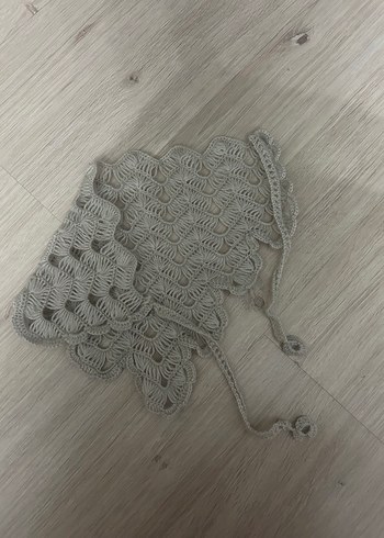 Beden Gri Dantel Detaylı Kadın Örgü Şal