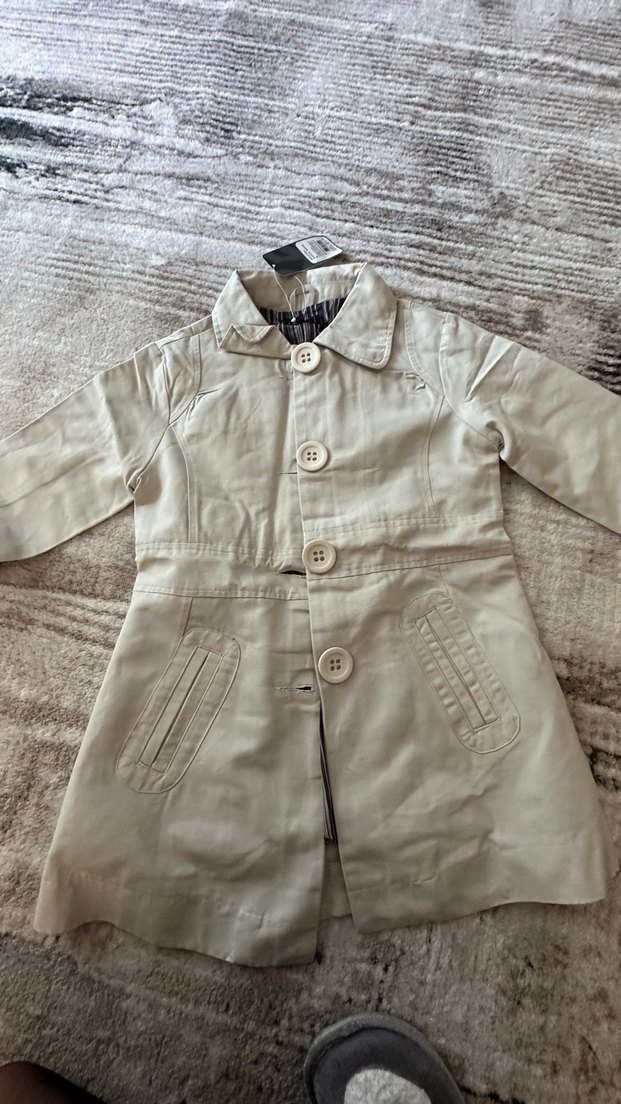 Erkek Çocuk Bej Keten Düğmeli Kaban - Görsel 2