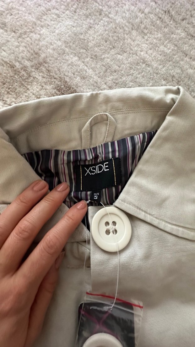 Erkek Çocuk Bej Keten Düğmeli Kaban - Görsel 3