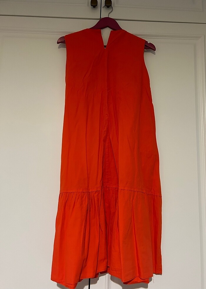 Turuncu kolsuz balon elbise - Görsel 3