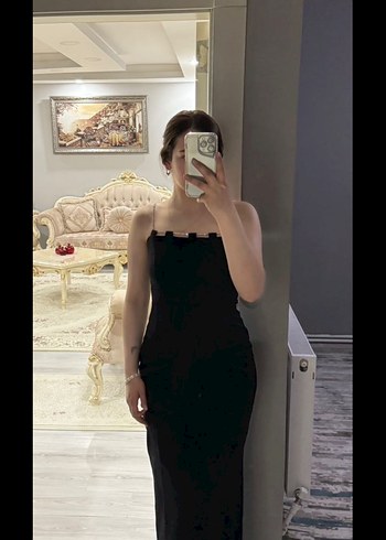 Siyah Straplez Midi Kadın Elbise