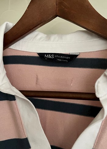 Pembe Çizgili V Yaka Uzun Kollu Bluz - Görsel 3