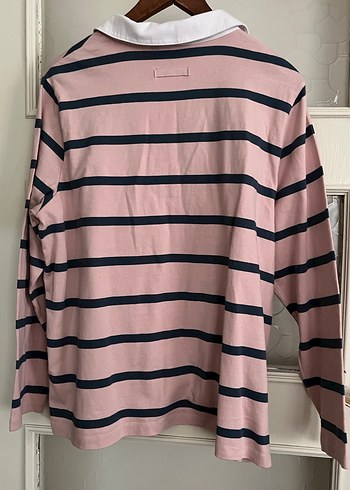 Pembe Çizgili V Yaka Uzun Kollu Bluz - Görsel 2