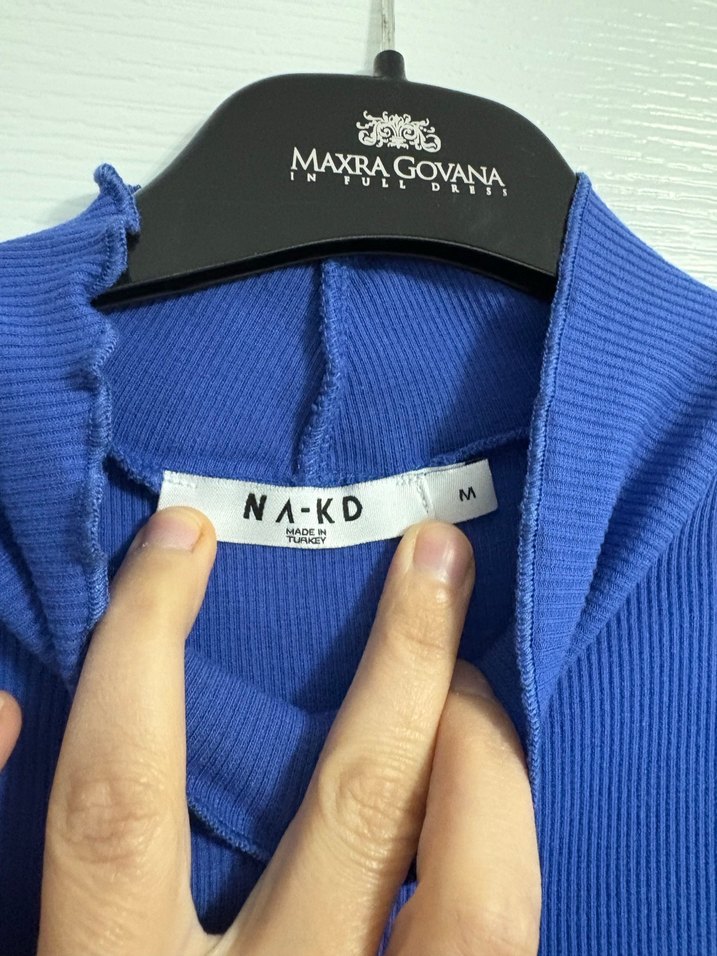 Uzun Kollu Koyu Mavi Pileli Elbise - Görsel 4