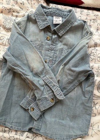 Erkek Gri Denim Kısa Kollu Gömlek - Görsel 3