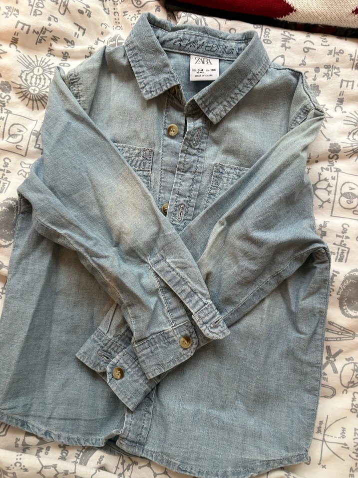 Erkek Gri Denim Kısa Kollu Gömlek - Görsel 3