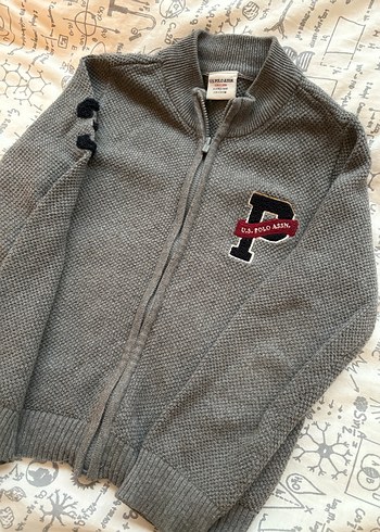 Gri Erkek Çocuk Triko Fermuarlı Hırka - Görsel 3