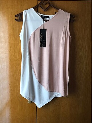 Tshirt, beyaz/pembe, şık, 38 beden