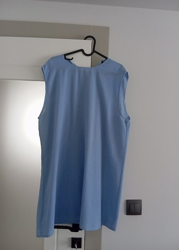 Mavi Kolsuz Midi Hamile Tunik - Görsel 2