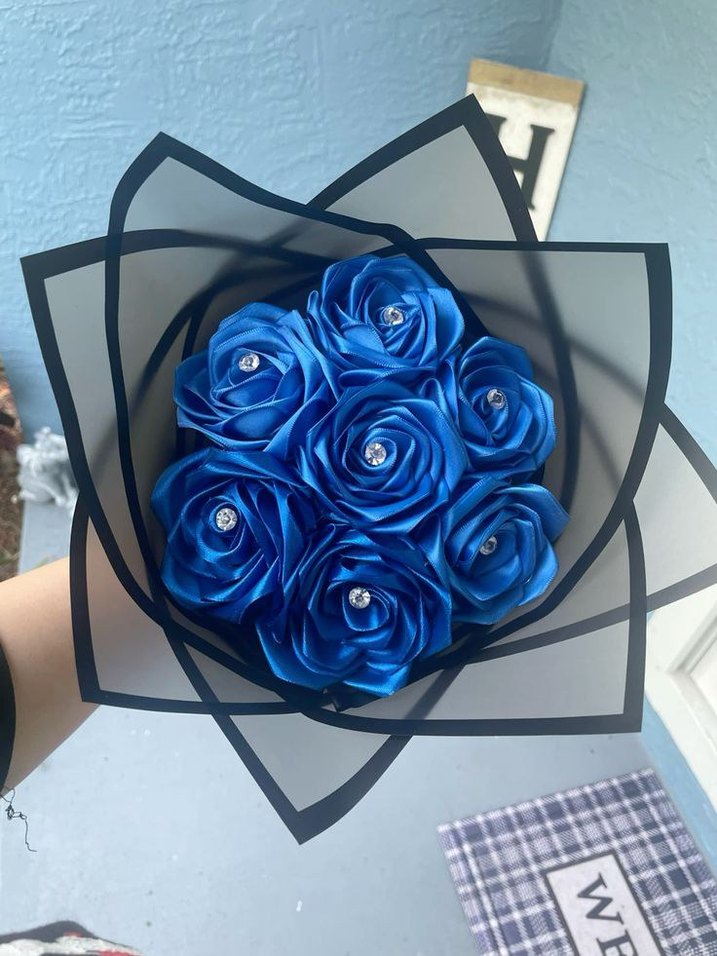 Pembe Saten Gül Buketi - Görsel 2