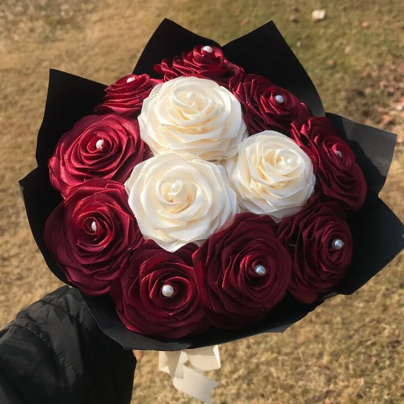 Pembe Saten Gül Buketi - Görsel 4