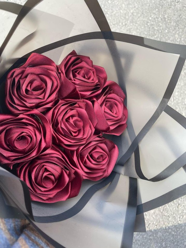 Pembe Saten Gül Buketi - Görsel 5