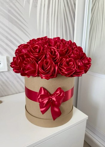 Pembe ve krem yapay gül hediye kutusu - Görsel 8