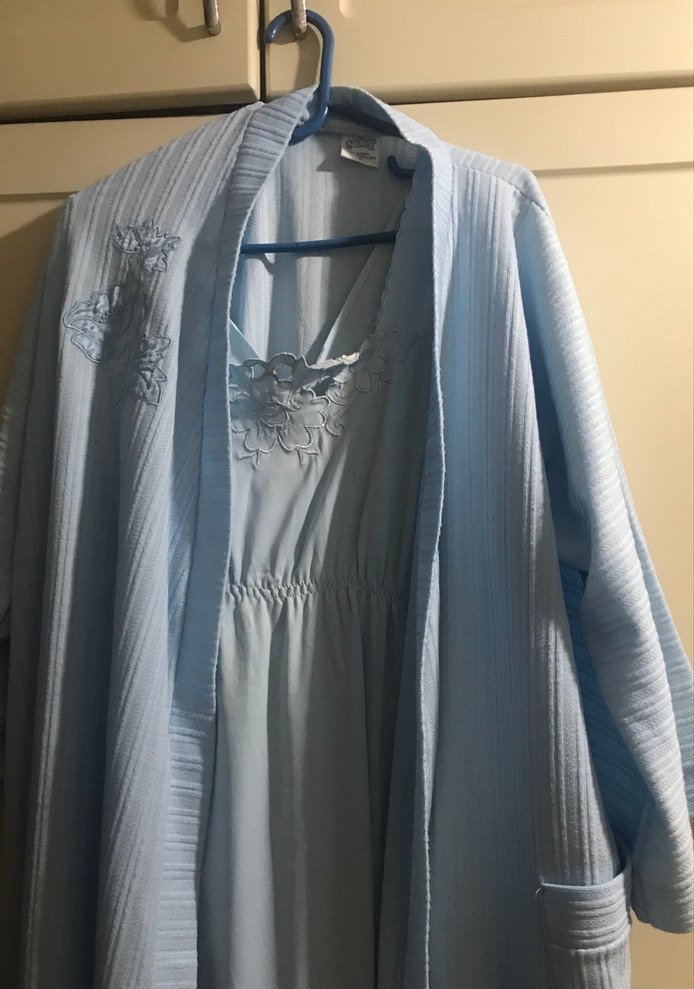 Nakışlı Mavi Gri Uzun Kadın Sabahlık gecelik - Görsel 2