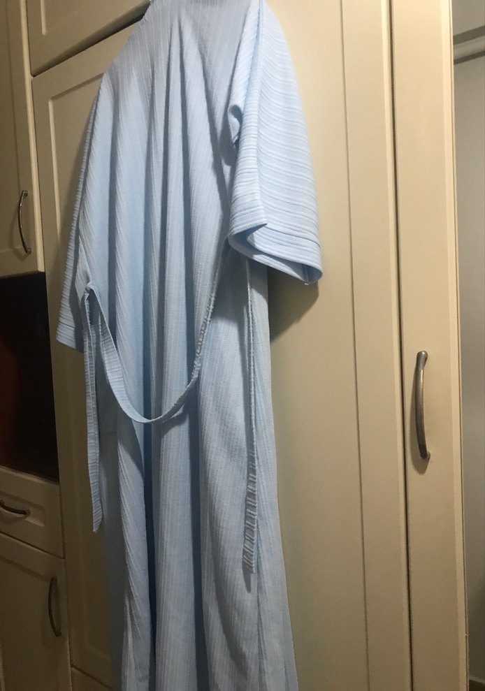 Nakışlı Mavi Gri Uzun Kadın Sabahlık gecelik - Görsel 3